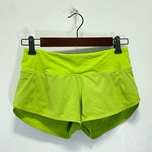 Lulu Lemon bright green running shorts size 2